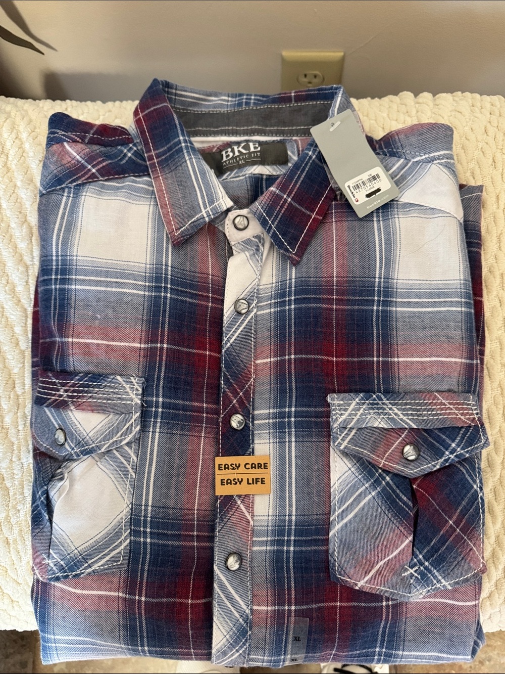 BKE Plaid Button-Down Shirt in Blue & Red